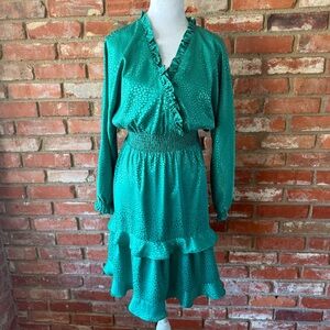 Satin Kelly Green Leopard Dress